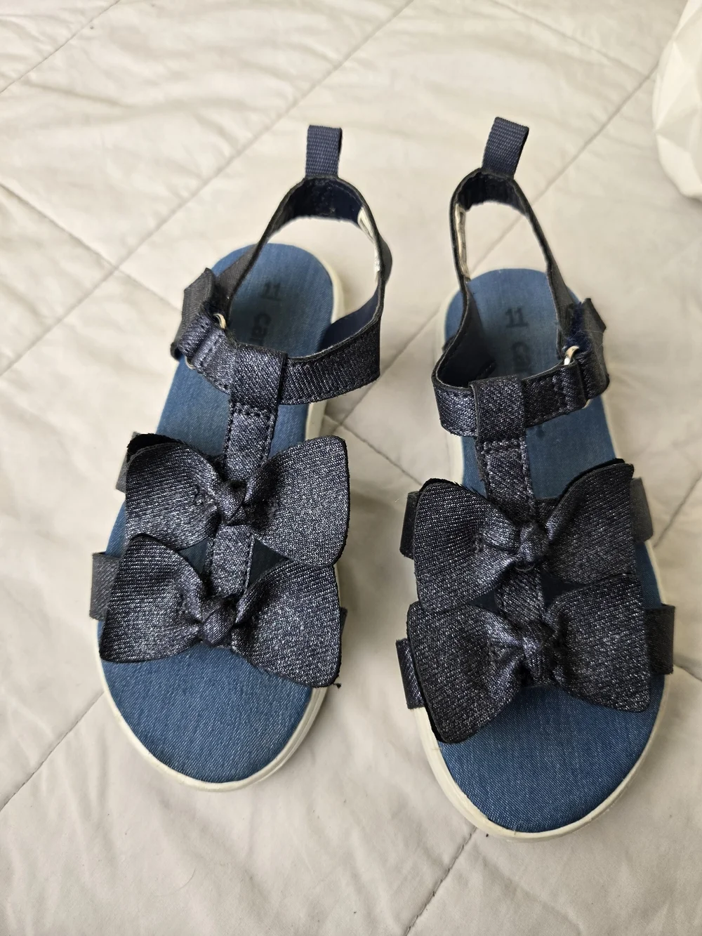 Carter's Navy Glitter Bow Nadia Sandals Girls 11 Toddler